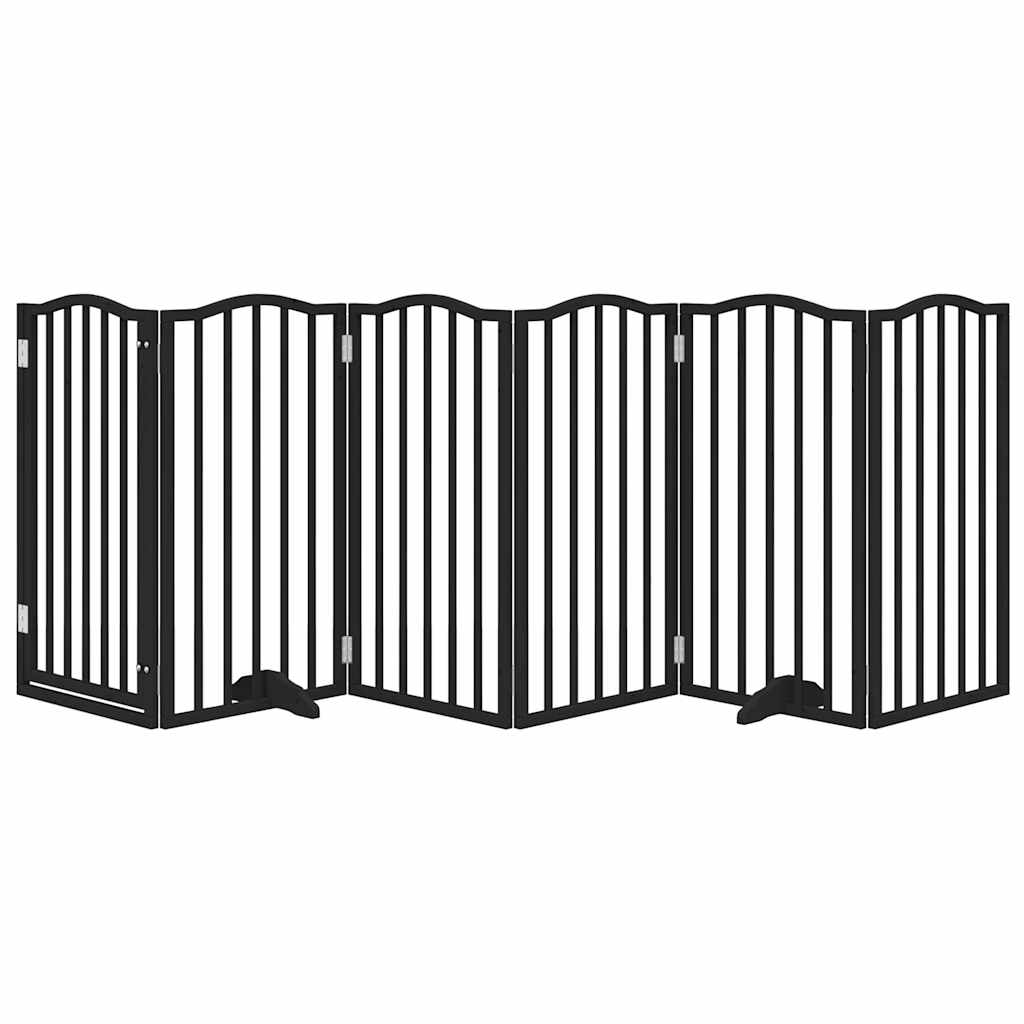 Vidaxx puerta para perros plegable 6 paneles 300 cm madera de álamo negro