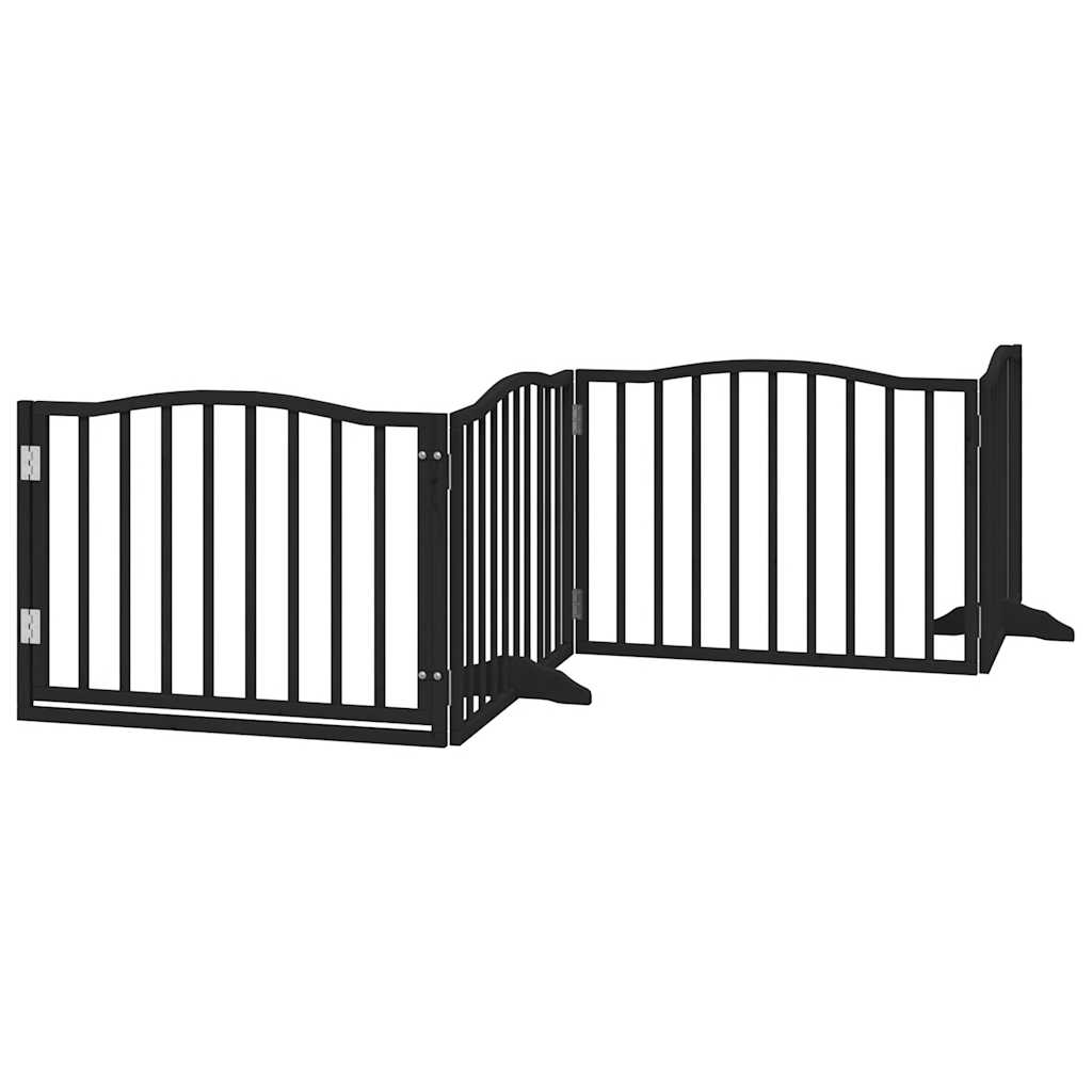 Cancello per cani VidaXL con porta pieghevole 4 pannelli nero 320 cm in legno di pioppo