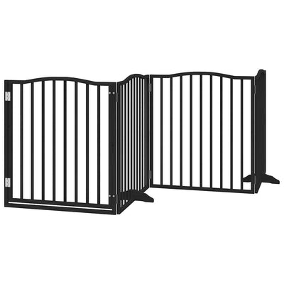 Vidaxl Dog Fence Plegable 4 paneles de 320 cm de madera de álamo de 320 cm Negro