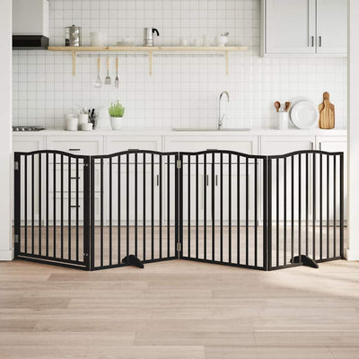 Vidaxl Dog Fence Plegable 4 paneles de 320 cm de madera de álamo de 320 cm Negro