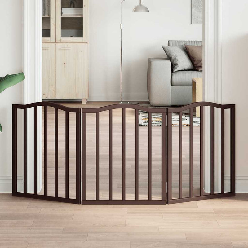 Vidaxl Dog Fence Plegable 3 Paneles de 150 cm Populier Wood Brown Oak