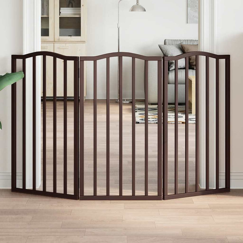 Vidaxl Dog Fence Collapsible 3 pannelli 150 cm Populier Oak marrone in legno