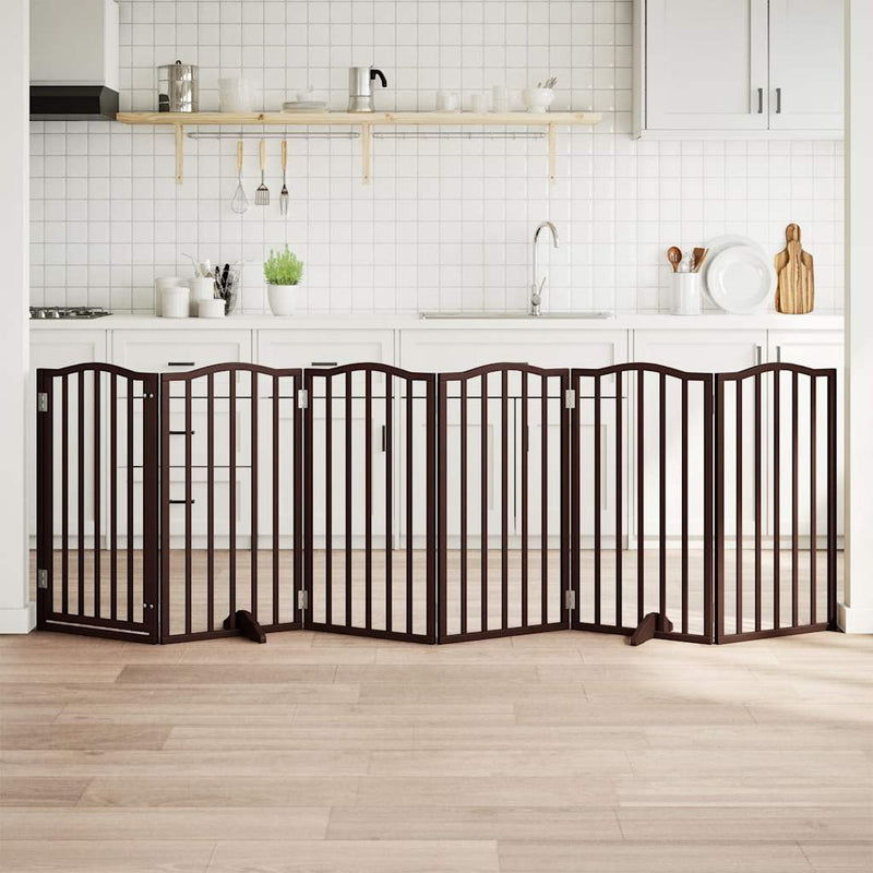 Vidaxl Dog Fence Pleapsible 6 paneles 300 cm Poplar Wood Oak Brown Oak