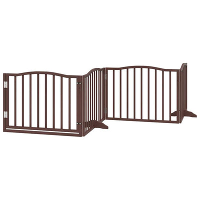 Vidaxl Dog Fence Plegable 4 Paneles de 320 cm Poplar Madera Oak Brown Oak