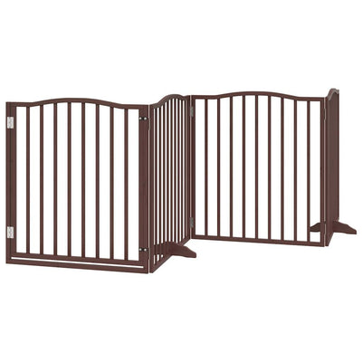 Vidaxl Dog Fence Plegable 4 Paneles de 320 cm Poplar Madera Oak Brown Oak