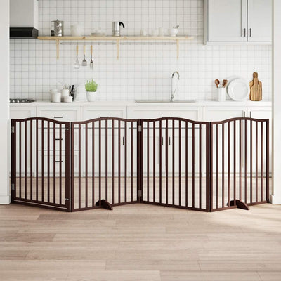 Vidaxl Dog Fence Plegable 4 Paneles de 320 cm Poplar Madera Oak Brown Oak