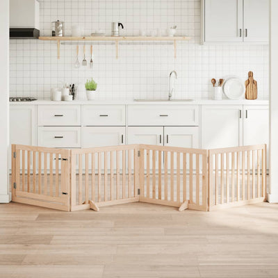 Vidaxl Cercado de perros plegable con puerta 4 paneles 320 cm de madera de álamo