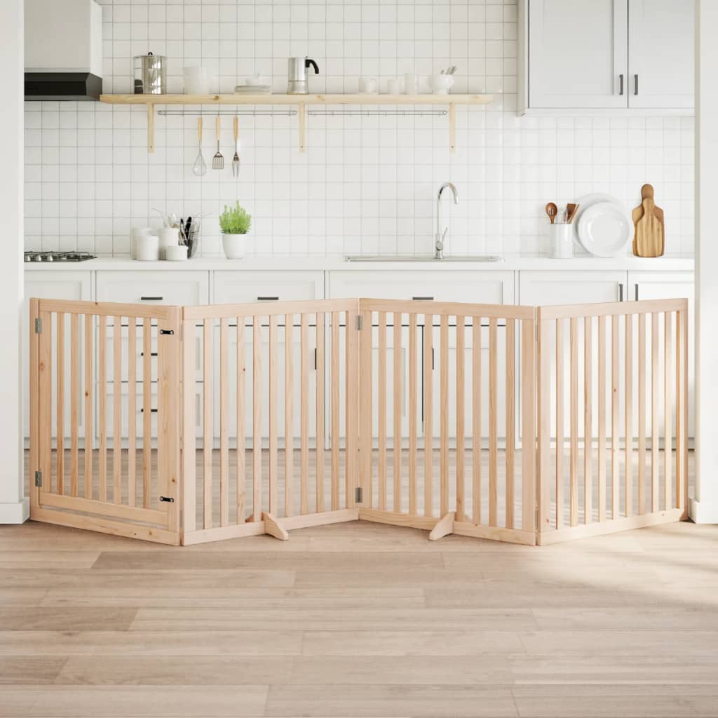 Vidaxx puerta plegable para perros con puerta 4 paneles 320 cm madera de álamo