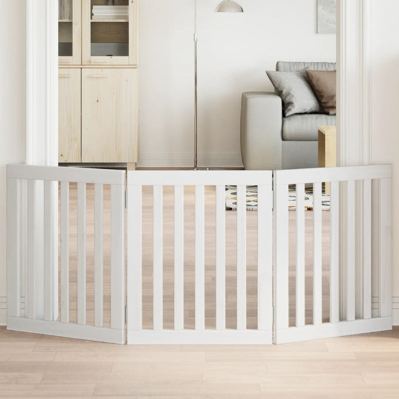 Vidaxl Dog Fence Plegable 3 paneles de 150 cm de madera de álamo de 150 cm blanco