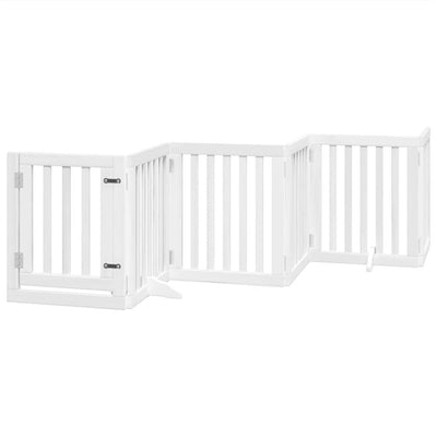 Vidaxl cerca de perros plegable con puerta 6 paneles 300 cm Populierwood White