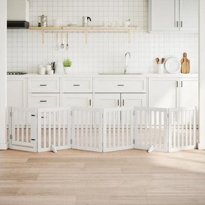 Vidaxl cerca de perros plegable con puerta 6 paneles 300 cm Populierwood White