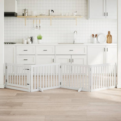 Vidaxl Dog Fence Plegable con puerta 4 paneles 320 cm Populierhout White