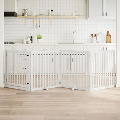 Vidaxl Dog Fence Plegable con puerta 4 paneles 320 cm Populierhout White