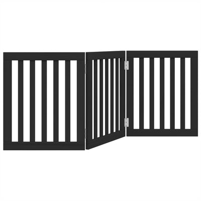 Vidaxl Dog Fence Plegable 3 paneles de 150 cm de madera de álamo de 150 cm Negro