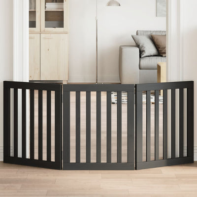 Vidaxl Dog Fence Plegable 3 paneles de 150 cm de madera de álamo de 150 cm Negro