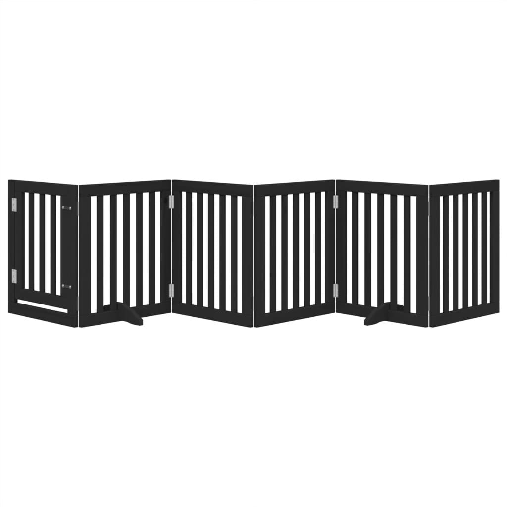 Vidaxl Dog Fence Collapsible 6 pannelli 300 cm Populierhout Nero