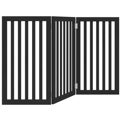 Vidaxl Dog Fence Plegable 3 paneles de 150 cm de madera de álamo de 150 cm Negro