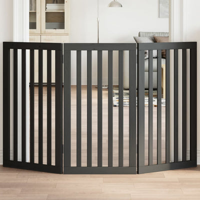 Vidaxl Dog Fence Plegable 3 paneles de 150 cm de madera de álamo de 150 cm Negro