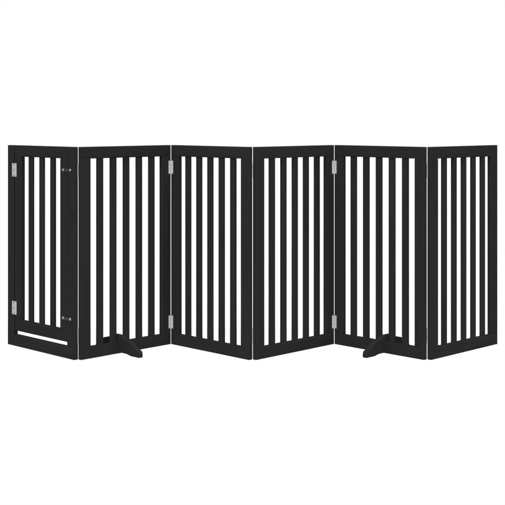 Vidaxl Dog Fence Collapsible 6 pannelli 300 cm Populierhout Nero