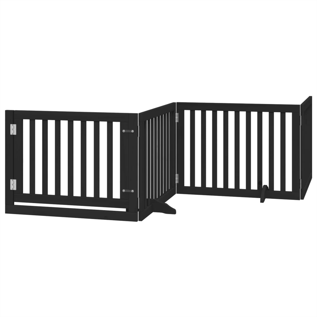 Vidaxx puerta para perros plegable 4 paneles 320 cm madera de álamo negro