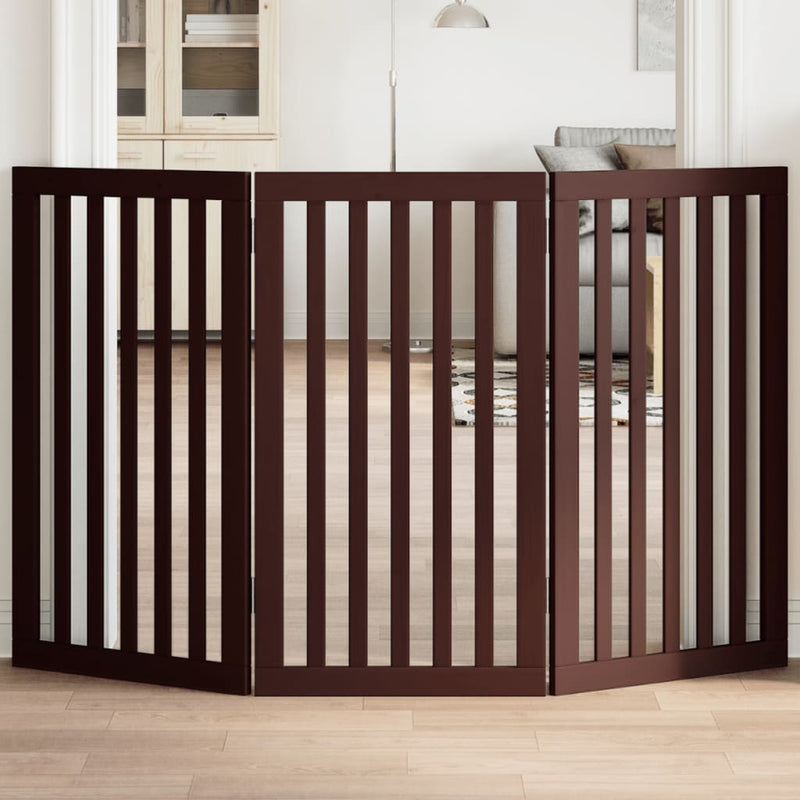 Vidaxl Dog Fence Collapsible 3 pannelli 150 cm Poplar marrone