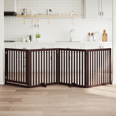 Vidaxl Dog Fence Plegable 4 paneles de 320 cm de madera de álamo marrón