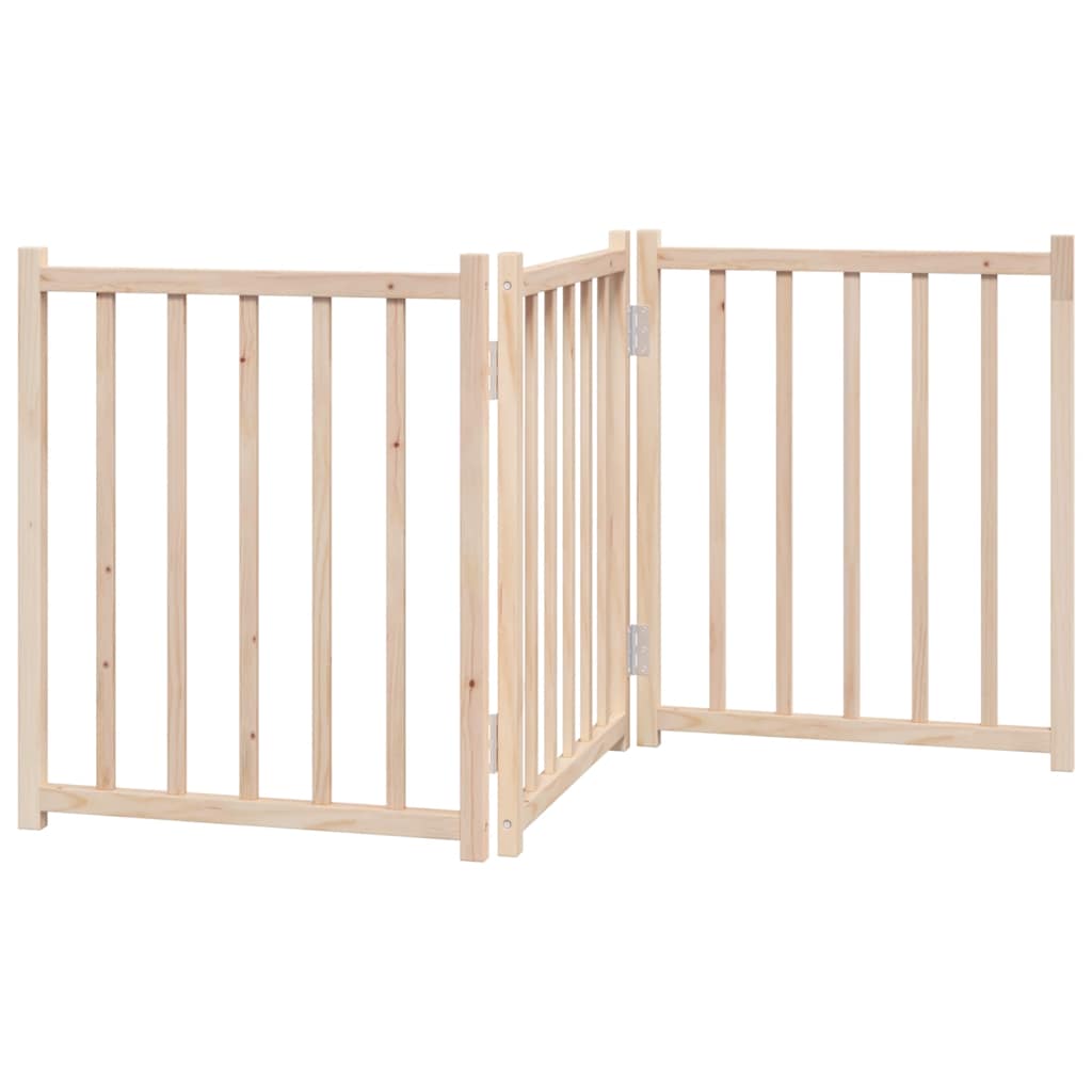 Vidaxl puerta para perros plegable 3 paneles 150 cm madera maciza de pino