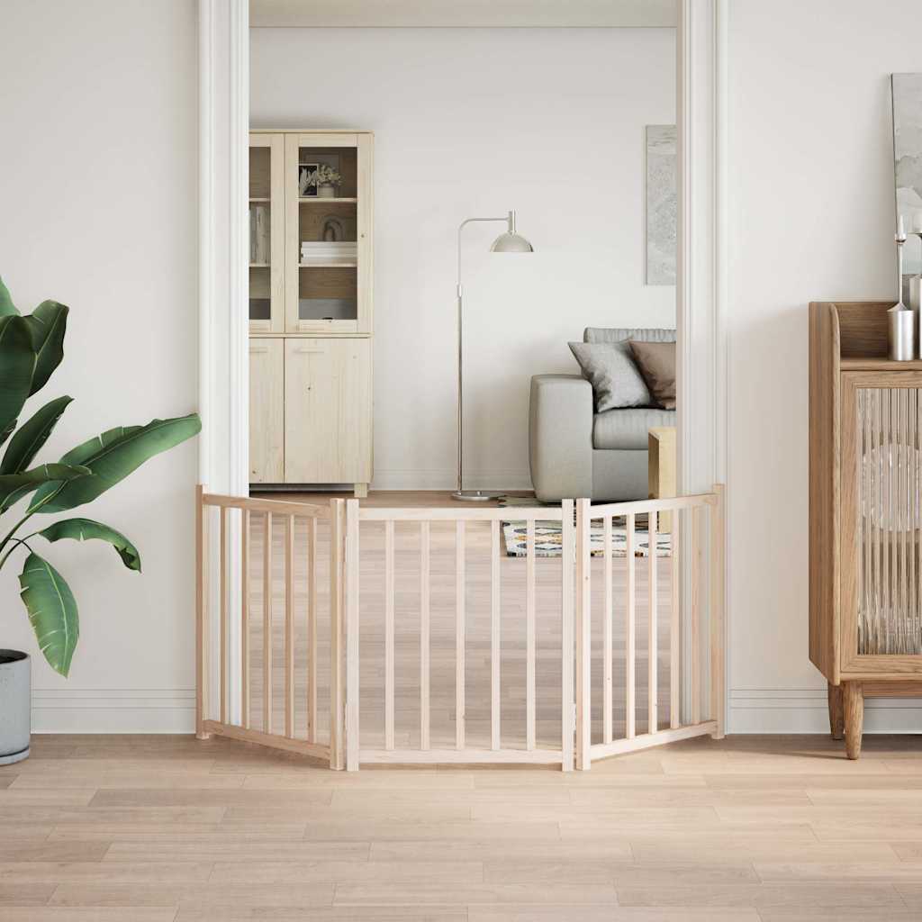 Vidaxl puerta para perros plegable 3 paneles 150 cm madera maciza de pino