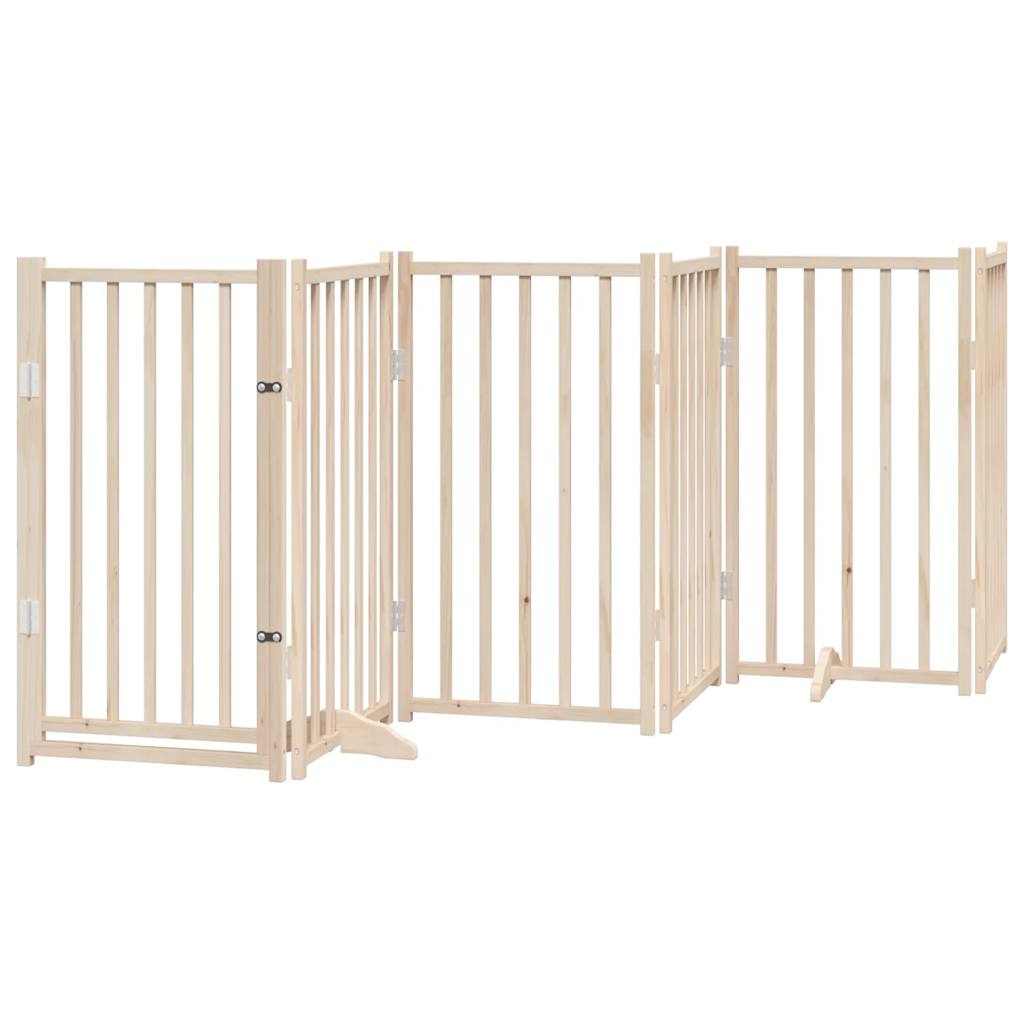 Vidaxl Dog Fence pieghevole con porta 6 pannelli 300 cm Pineo solido