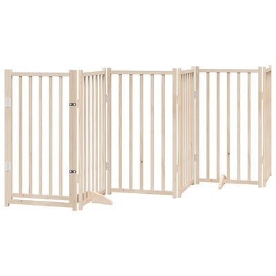 Vidaxl cerca de perros plegable con puerta 6 paneles 300 cm de pino sólido