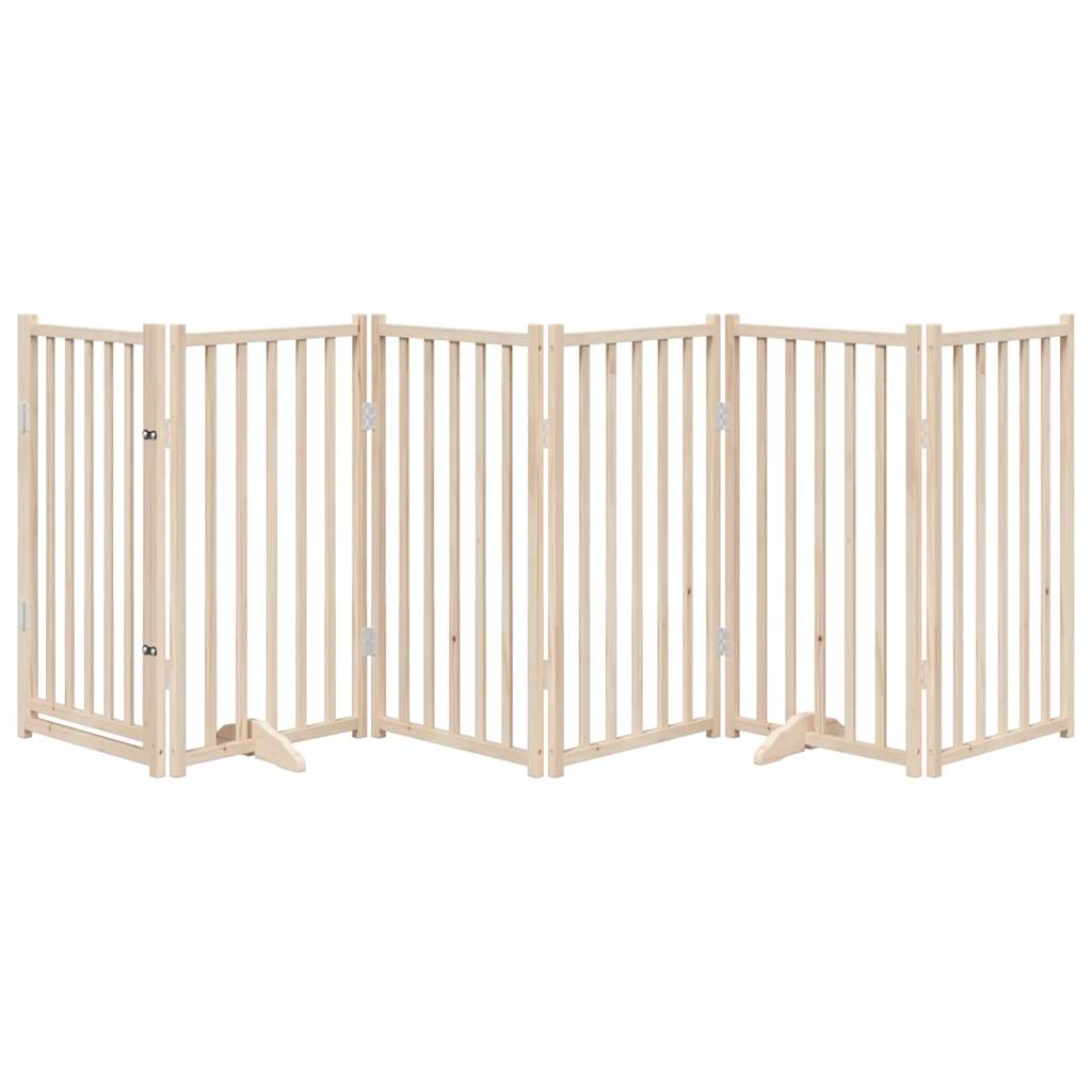 Vidaxl Dog Fence pieghevole con porta 6 pannelli 300 cm Pineo solido