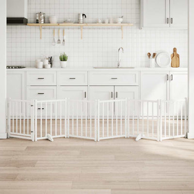 Vidaxl puerta para perros plegable 6 paneles 300 cm madera maciza de pino blanco