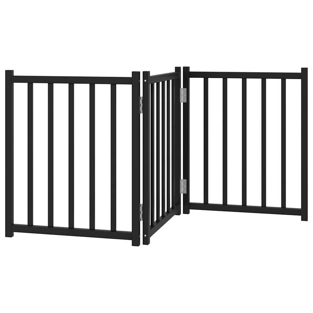 Vidaxl puerta para perros plegable 3 paneles 150 cm madera maciza de pino negro