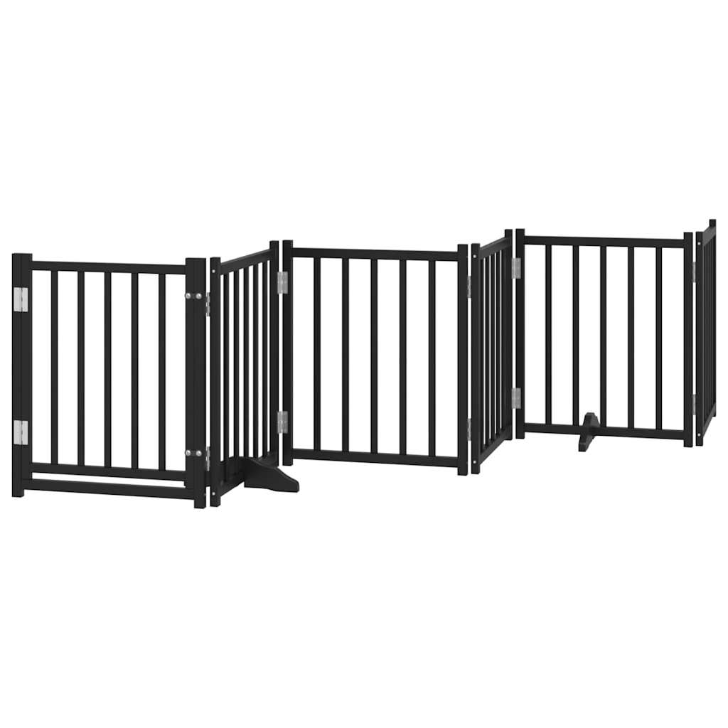 Vidaxl puerta para perros plegable 6 paneles 300 cm madera maciza de pino negro