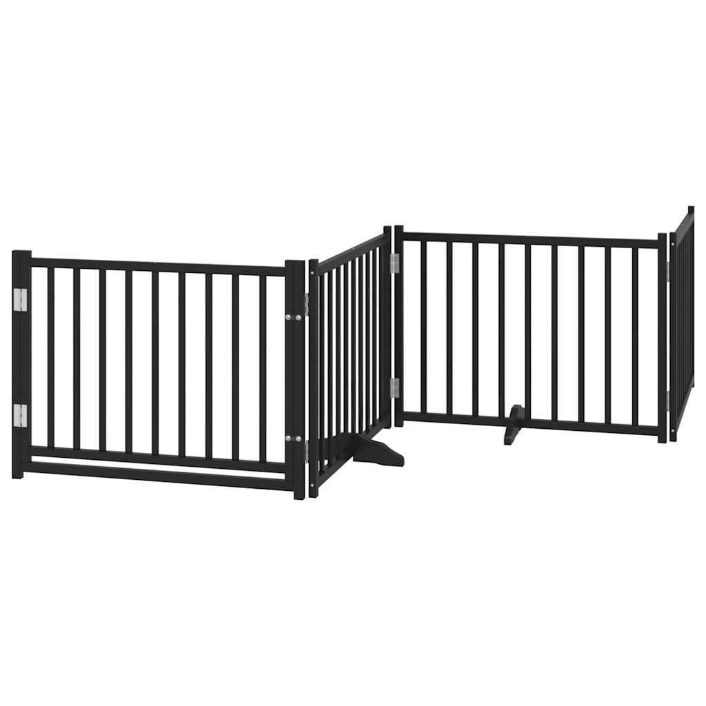 Cancello per cani pieghevole Vidaxl 4 pannelli 320 cm in legno di pino massiccio nero