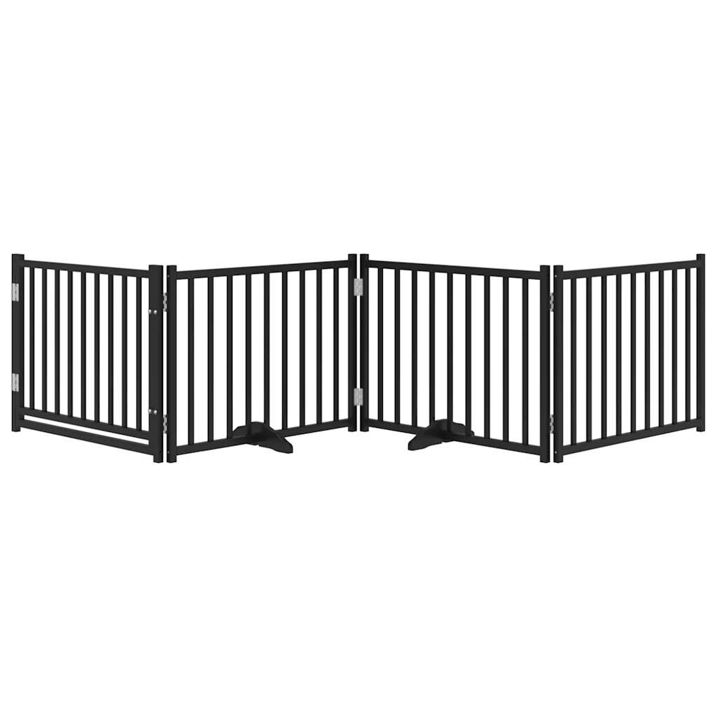 Vidaxl puerta para perros plegable 4 paneles 320 cm madera maciza de pino negro