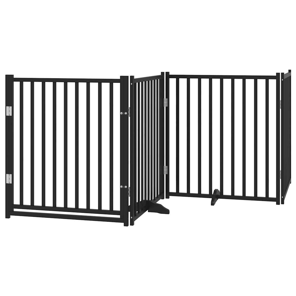 Vidaxl Dog Fence Colpottibile 4 pannelli 320 cm Pino solido nero