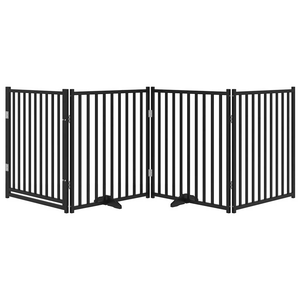 Vidaxl Dog Fence Colpottibile 4 pannelli 320 cm Pino solido nero