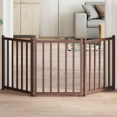Vidaxl Dog Fence Pleapsible 3 Paneles de 150 cm de roble marrón sólido