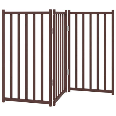 Vidaxl Dog Fence Plegable 3 paneles de 150 cm de roble marrón sólido de pino