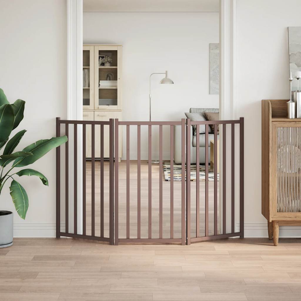 Vidaxl Dog Fence Croppecible 3 pannelli 150 cm Oak marrone solido