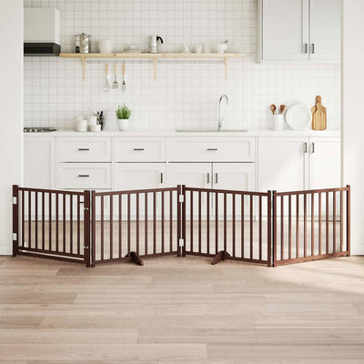 Vidaxl Dog Fence Plegable 4 Paneles de 320 cm de roble marrón sólido