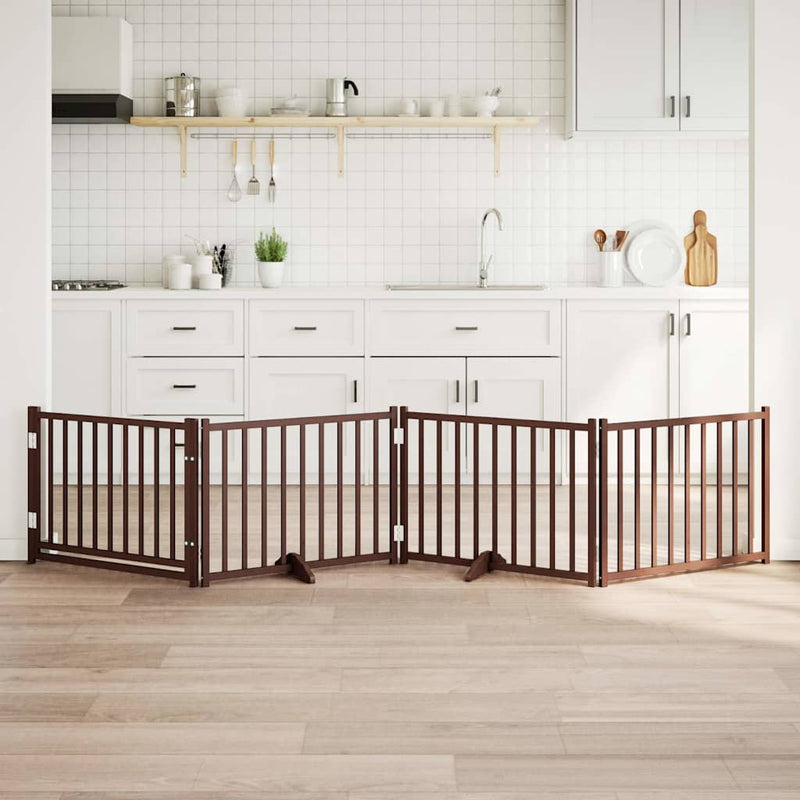 Vidaxl Dog Fence Collapsible 4 pannelli 320 cm Oak marrone solido
