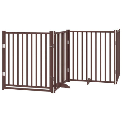 Vidaxl puerta para perros plegable 4 paneles 320cm pino macizo roble marrón