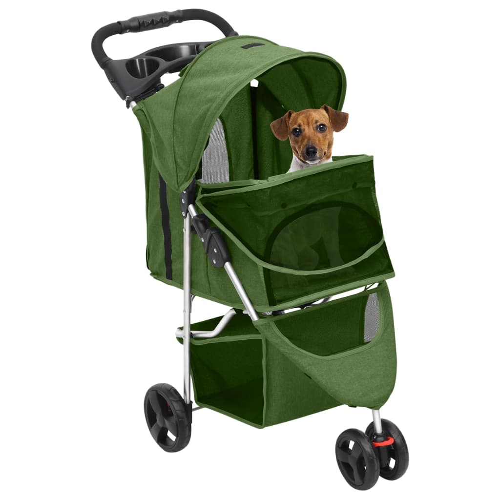 Vidaxl Dog Car pieghevole 80x46x98 cm tessuto oxford verde
