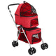 Vidaxl Dog Car de 2 capas plegable 83x48x97 CM Oxford Fabric Red