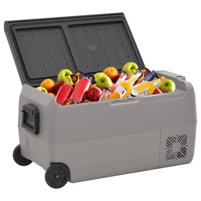 Vidaxl Cool Box con ruote e adattatore 50 l pp e pe nero e grigio