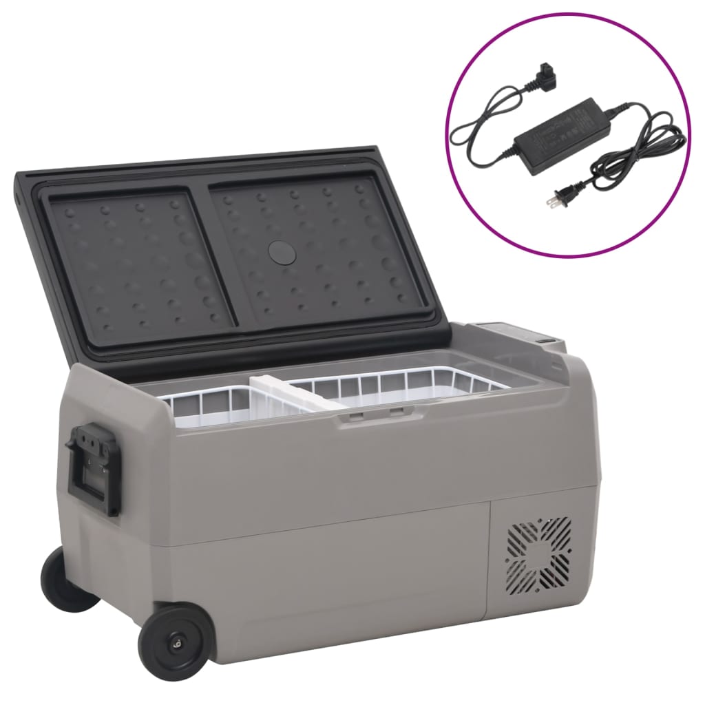 Vidaxl Cool Box con ruote e adattatore 60 l pp e pe nero e grigio