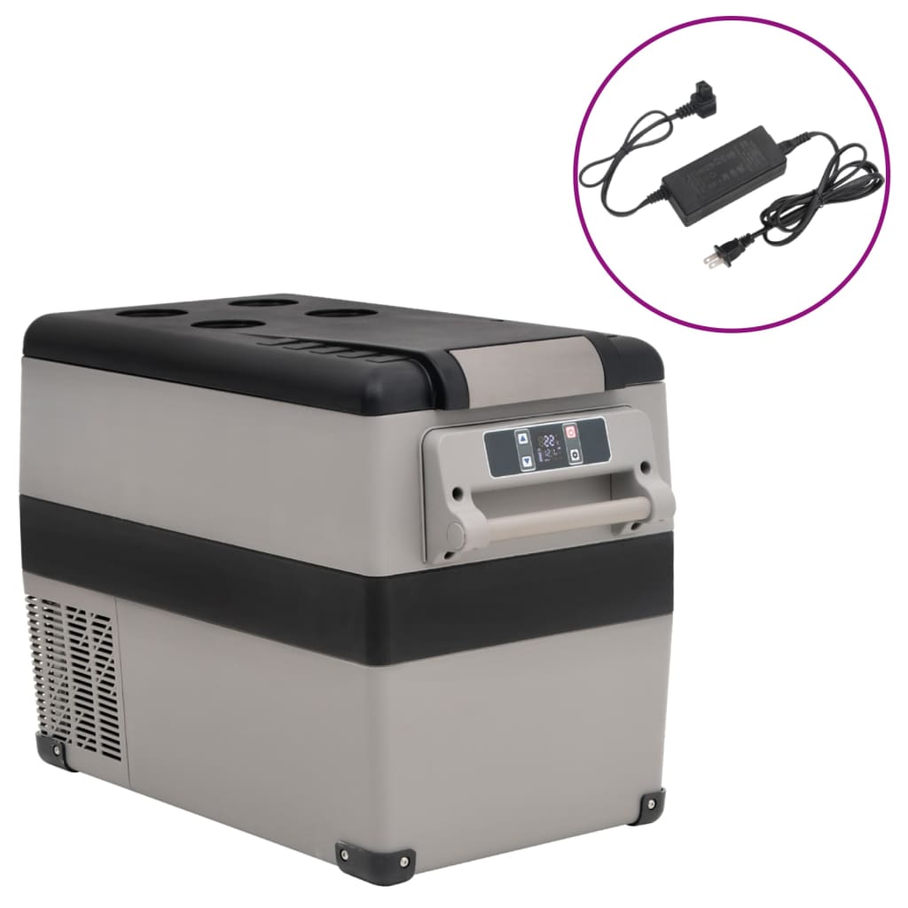 Vidaxl koelbox met handvat en adapter 35 l pp pe zwart en grijs