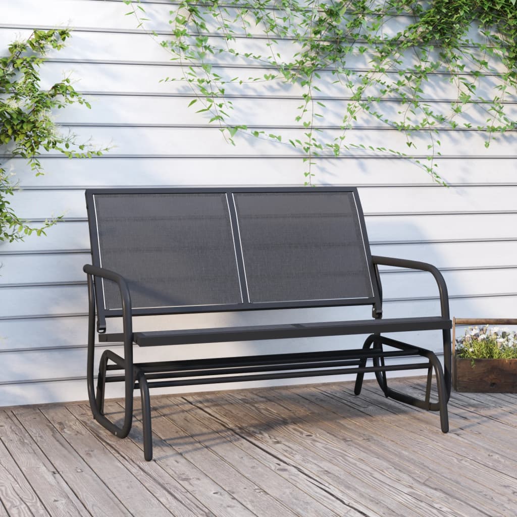 Vidaxl Sliding divano giardino 120.5x76x86.5 cm foglio di tessile e nero in acciaio